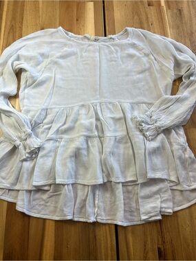 Alter’d State White Textured Tiered Peplum Blouse Size Small Boho